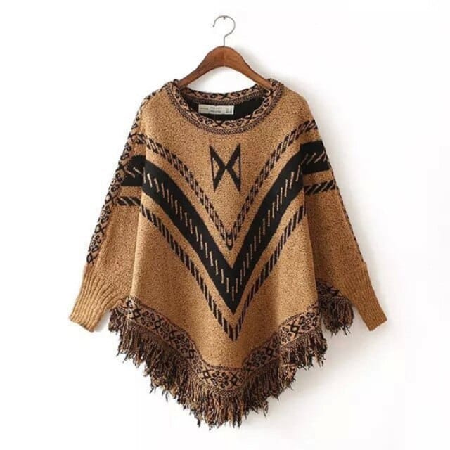 Sweter Ponczo Z Mankietami